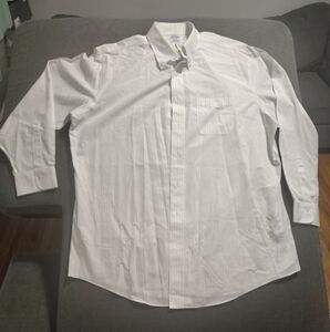 Brooks Brothers White  Yellow Oxford Button Down Regent Fit Size XL 17.5